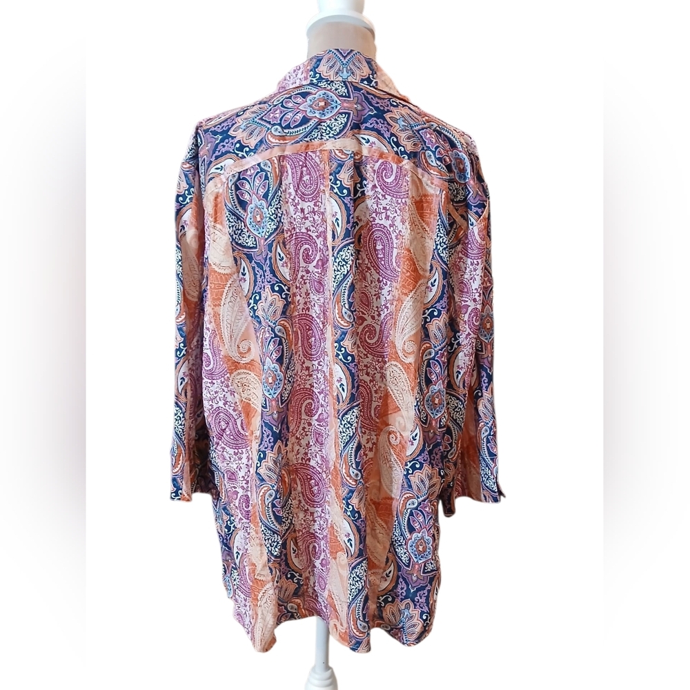 Alfred Dunner Colorful Paisley Stripe Womans Plus Blouse Top 3x Patchwork - Picture 4 of 10
